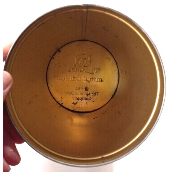 1984 Quaker Rolled White Oats Collectible Tin Canister Vintage 8 inches Tall - Picture 8 of 8